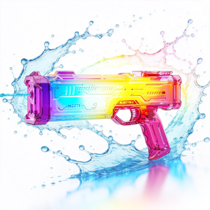Pistolet à eau électrique rechargeable rose, tir continu piscine