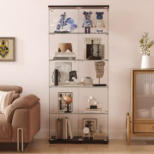 Armoire vitrée 5 tablettes portes doubles verrouillables verre trem
