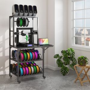Table imprimante 3D lourde, rangement filament, roulettes