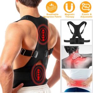 Unisex Posture Corrector Support Magnetic Lumbar Back Posture Support Belt Adjustable Upper Back Braces Clavicle Shoulder Brace Belt Pain Relief Therapy