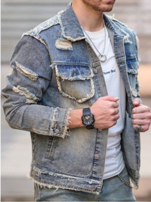 Veste denim formelle ajustée