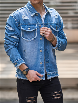 Veste denim ajustée homme