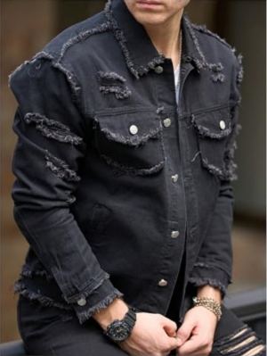 Veste denim ajustée homme