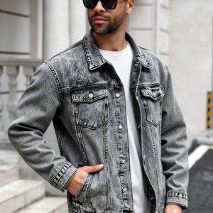 Veste denim ajustée homme