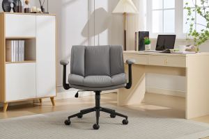 Chaise bureau cuir accoudoirs pivotante grise