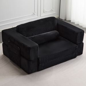 Canapé château pliable modulaire, noir, expansion instantanée