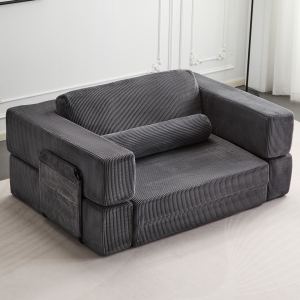 Sofa jeu château repliable gris foncé, une place
