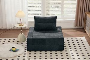 Causeuse modulaire assise profonde - Tissu chenille noir