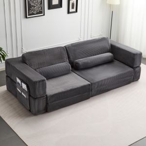 Canapé modulable château, extension instantanée, gris foncé