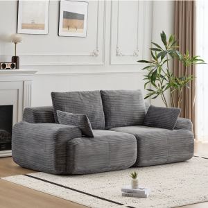 Sofa 2 places mousse mémoire corduroy gris