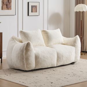 Fauteuil poire géant blanc, canapé adultes, très doux