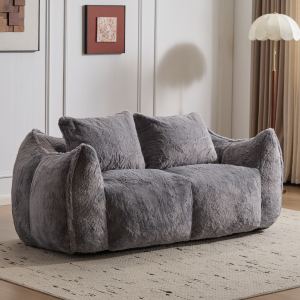Pouf géant ultra doux canapé gris sans assemblage