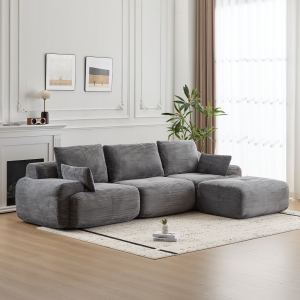 Canapé sectionnel modulaire gris mousse mémoire, sans assemblage