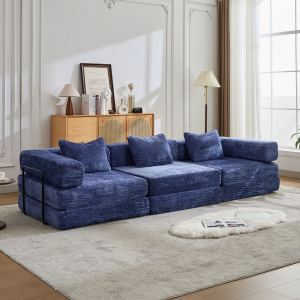 Causeuse compressée convertible chêneille bleu foncé