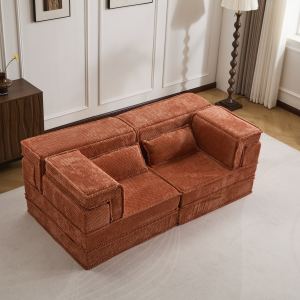 Sofa compression convertible sans assemblage polaire orange loveseat