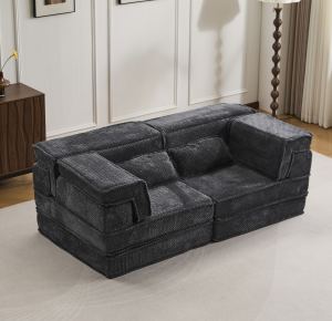 Canapé Mahjong convertible gris foncé, sans assemblage