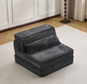 Sofa Mahjong convertible, modulaire, sans assemblage, gris foncé