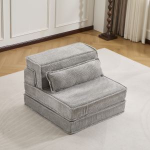 Sofa modulaire sans armature corduroy, convertible, gris pâle