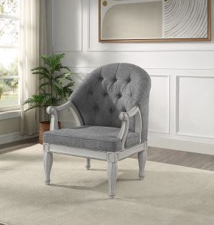 Fauteuil Florian gris tissu, blanc antique
