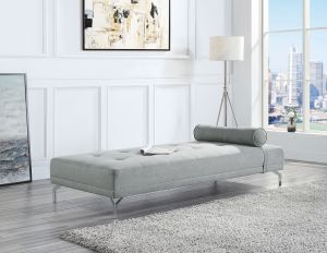 Sofa lit Quenti velours gris, avec oreiller