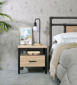 Table accent Yawan chêne et noir