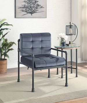 Fauteuil accent Brantley velours gris/gris sablé