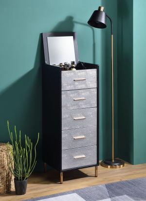 Armoire bijoux Myles noir argent or
