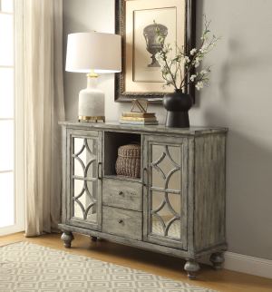 Table console Velika gris raboté 1 compartiment ouvert