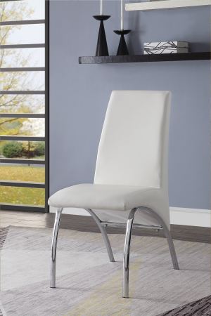 Pervis Chaise côté cuir synthétique chrome, 2 pièces
