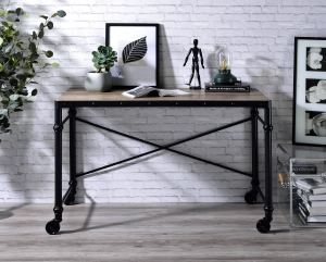 Oklarth Bureau chêne rustique et noir