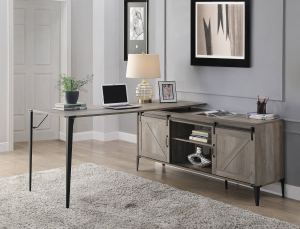 Bureau Zakawani chêne gris finition noire cabinet