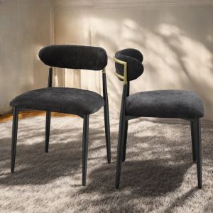 Chaise côté Jaramillo tissu noir ensemble 2 unités