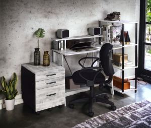 Bureau d'écriture Nypho fini blanc antique et noir
