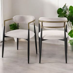 Ensemble 2 chaises Jaramillo lin beige, fini noir