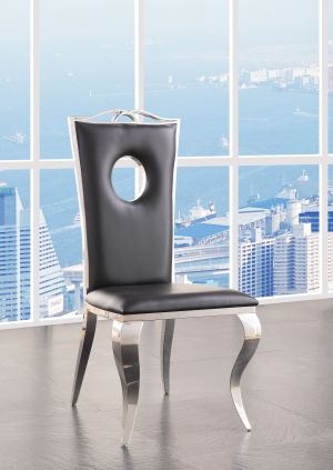 Cyrene chaises cuir synthétique noir, ensemble de 2