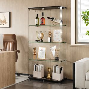Vitrine 4 tablettes portes doubles 64x31,7x14,3po, noir