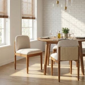 Chaise repas rope bois 2pc walnut ensemble