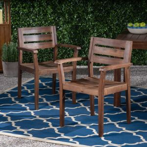STAMFORD Chaises patio acacia 2 po brun foncé
