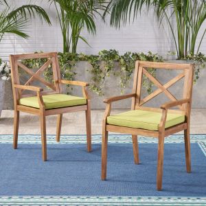 Chaise PERLA 2 pc avec coussins verts - Jardin/Piscine