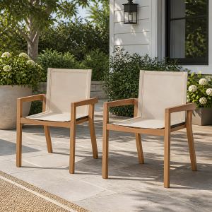 Chaise BELFAST, ensemble 2, teck beige textile