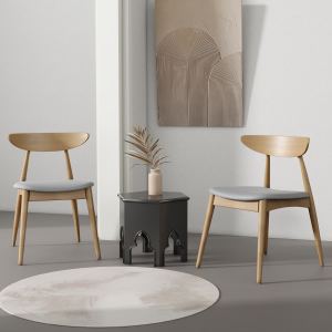 Chaises Bois Rétro Beige Naturel Coussin Lot 2