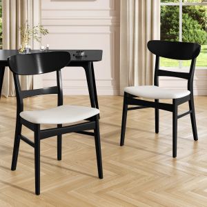 Chaises repas Video 2pc siège rembourré bois noir