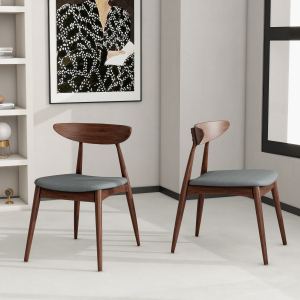 Ensemble 2 chaises rétro bois caoutchouc, dossier ergonomique, 59297.00DBEI