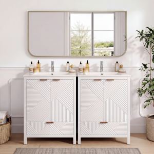 Vanité salle bain 48", portes texturées, blanc