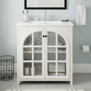 Vanité salle bain 30po porcelaine blanc antique portes soft-close