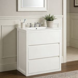 Vanité 30 po avec lavabo céramique et 2 tiroirs, blanc