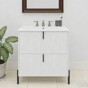 Vanité salle bain 30 po céramique blanche tiroirs