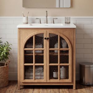 Vanité salle bain 30 po céramique style rustique antique