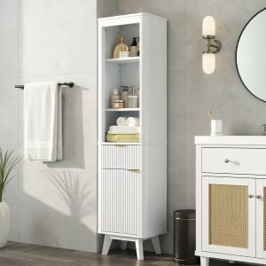 Armoire salle bain 68 po, étagères ajustables, 1 tiroir porte