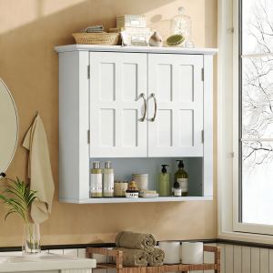 Armoire murale salle bain étagères blanc